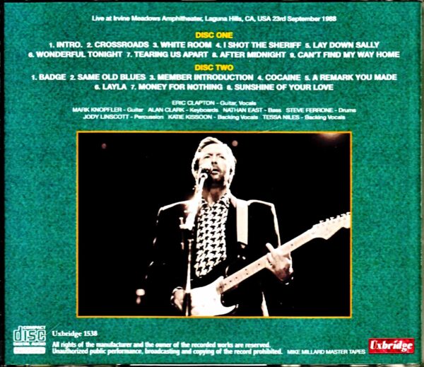 Eric Clapton/CA,USA 9.23.1988 Mike Millard Master Tapes Upgrade - Image 2