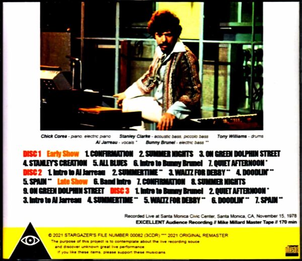 Chick Corea, Stanley Clarke and Tony Williams Chick Corea Stanley Clarke/CA, USA 1978 Mike Millard Master Tapes - Image 2