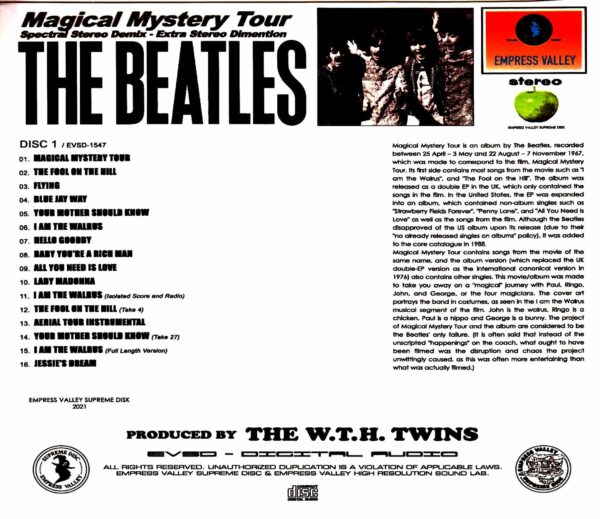 Beatles Magical Mystery Tour Spectral Stereo Demix Final Technical Specifications - Image 2