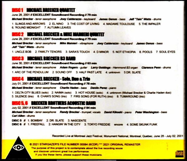 Michael Brecker Michael Brecker/Live Compilation 2001 - Image 2