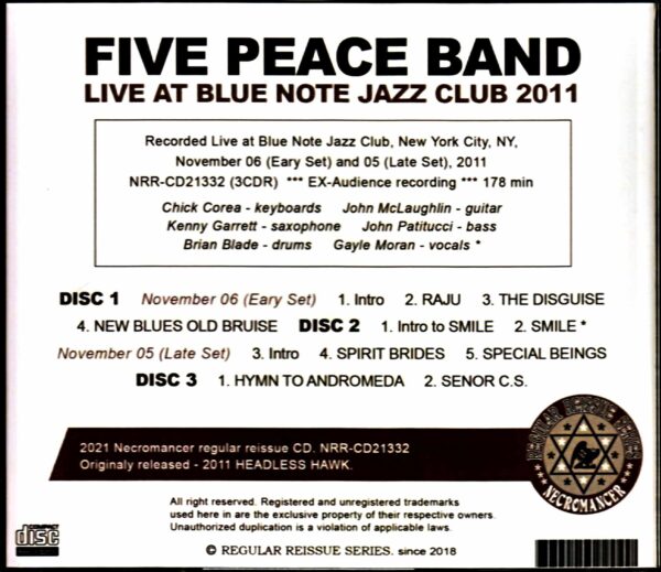 Five Peace Band John McLaughlin,Chick Corea,Kenny Garrett,John Paritucci,Brian Blade/NY,USA 2011 2Shows - Image 2