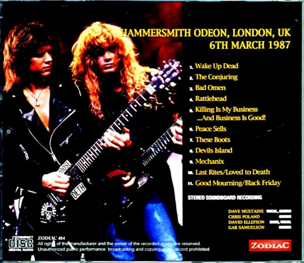 Megadeth Megadeth/London,UK 1987 Upgrade - Image 2