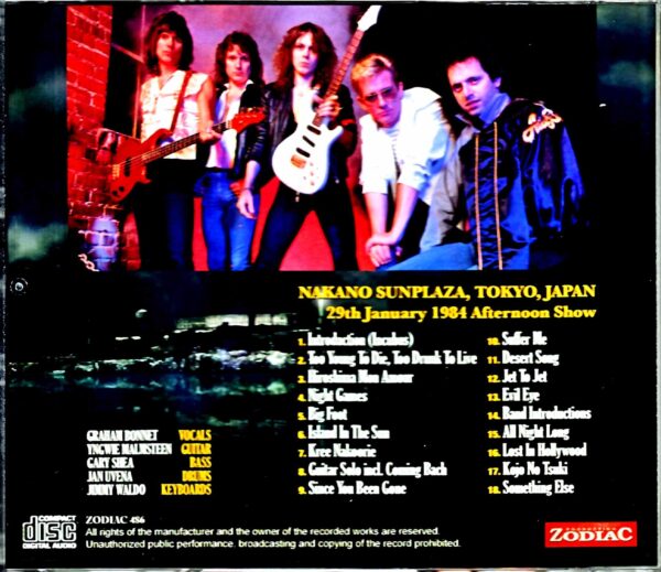 Alcatrazz/Tokyo,Japan 1.29.1984 Afternoon Show - Image 2