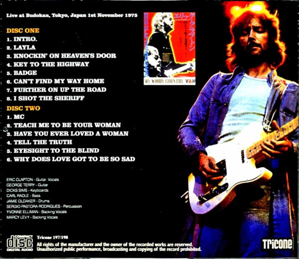 Eric Clapton/Tokyo,Japan 11.1.1975 Unreleased Master - Image 2