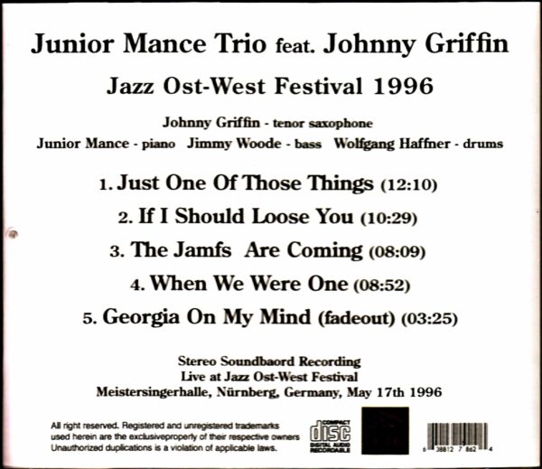 Junior Mance Trio Johnny Griffin Junior Mance Johnny Griffin/Germany 1996 - Image 2