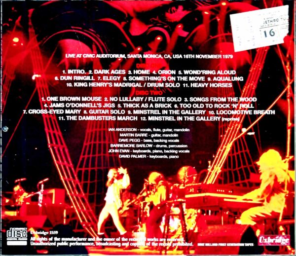 Jethro Tull/CA,USA 1979 Mike Millard 1st Generation Tapes - Image 2