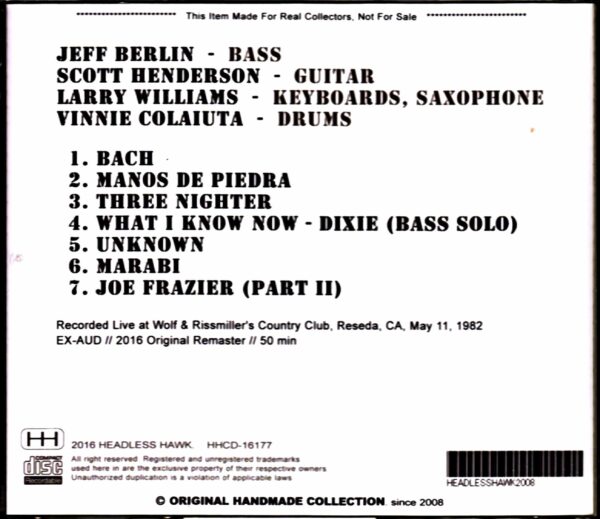 Jeff Berlin Group Scot Henderson Jeff Berlin Scott Henderson/CA,USA 1982 - Image 2
