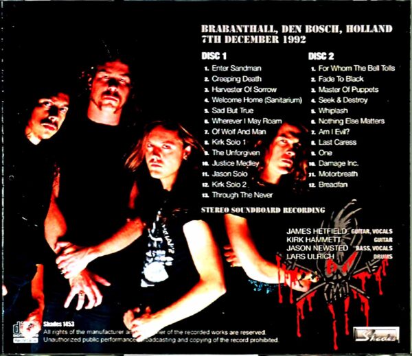 Metallica/Holland 1992 DAT Master - Image 2