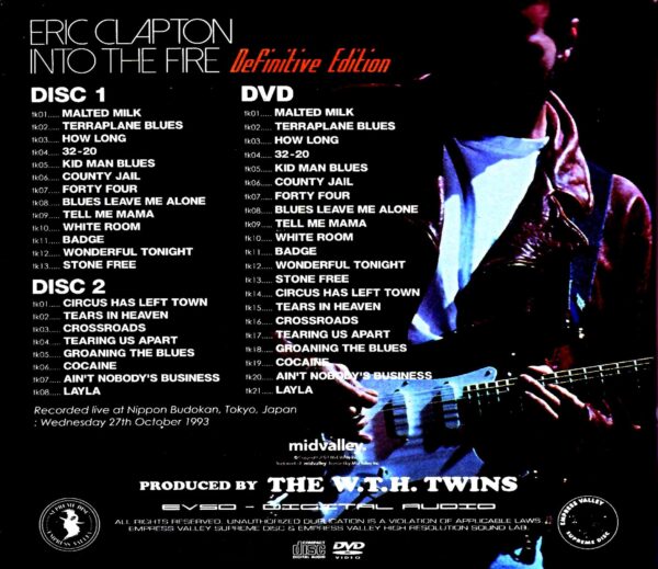 Eric Clapton/1997 Nippon Budokan Performance Tokyo, Japan 10.27.1993 Complete S & V - Image 2