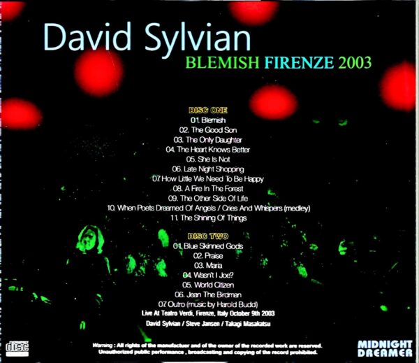David Sylvian/Italy 2003 - Image 2