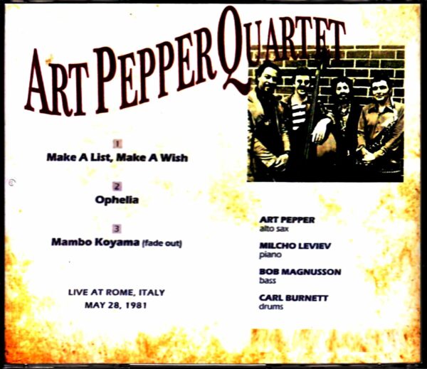 Art Pepper Quartet Art Pepper/Italy 1981 - Image 2