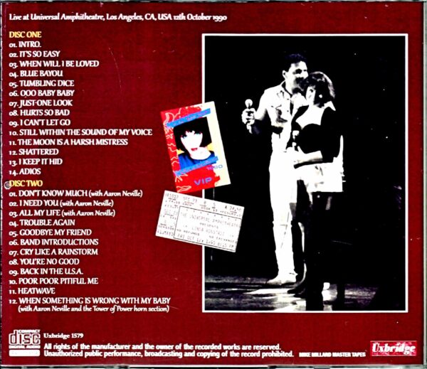 Linda Ronstadt Aaron Neville Linda Ronstadt Aaron Neville/CA,USA 10.12.1990 Mike Millard Master Tapes - Image 2