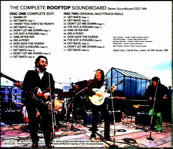 Beatles/Rooftop London,UK 1969 Stereo Soundboard 2021 Mix - Image 2