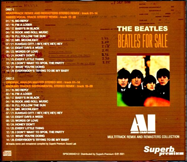 Beatles Beatles for Sale AI - Audio Compilation Multitrack Remix and Remasters - Image 2