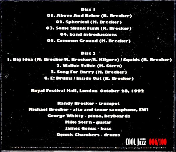 Brecker Brothers Mike Stern Brecker Brothers/London,UK 1992 Complete - Image 2