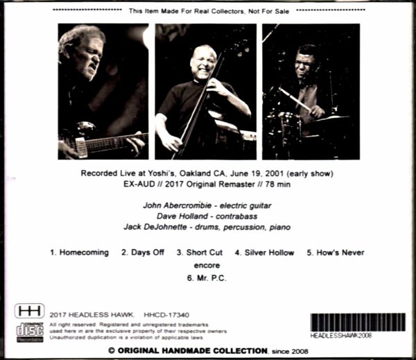Gateway John Abercrombie Jack DeJohnette Gateway/CA,USA 2001 Early Show Complete - Image 2