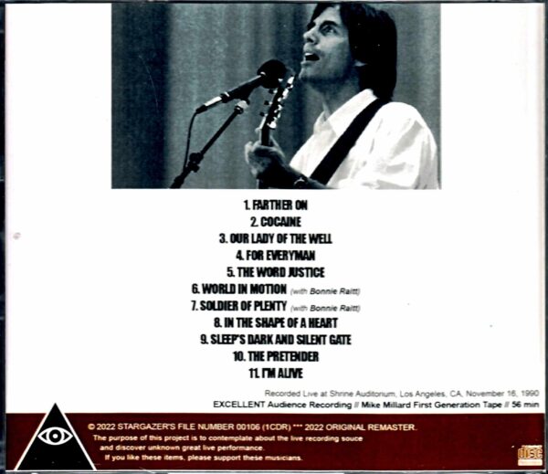Jackson Browne/CA,USA 1990 Mike Millard 1st Generation Tape - Image 2