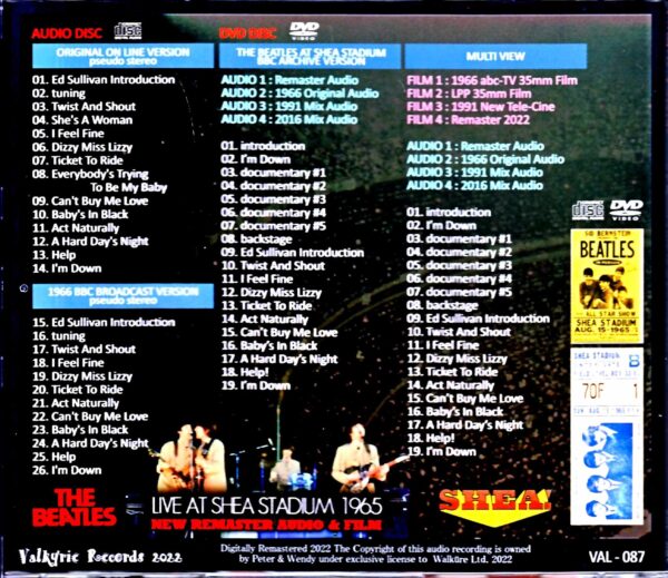 Beatles Beatles/Shea Stadium 1965 Latest AI technology NY, USA 1965 New Remaster S & V - Image 2