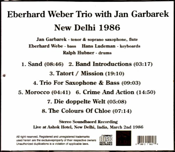 Eberhard Weber Trio Jan Garbarek Eberhard Weber Jan Garbarek/India 1986 - Image 2