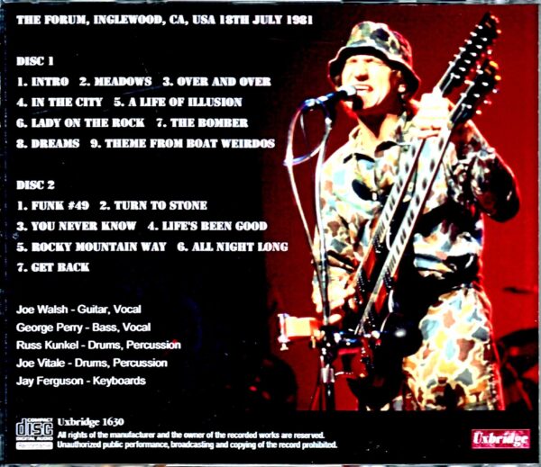 Joe Walsh Joe Walsh/CA,USA 1981 Mike Millard First Generation Tapes - Image 2