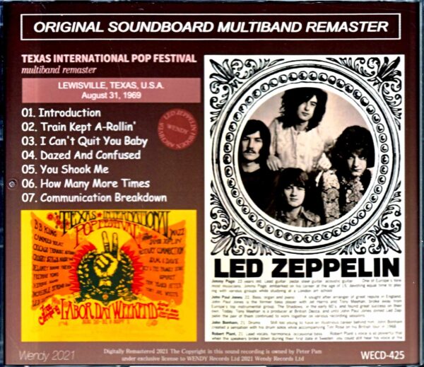 Led Zeppelin / Texas Pop Festival 1969 TX, USA 1969 Multiband Remaster - Image 2