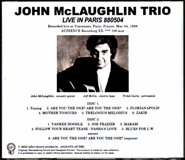 John McLaughlin Trio John McLaughlin/France 1988 - Image 2