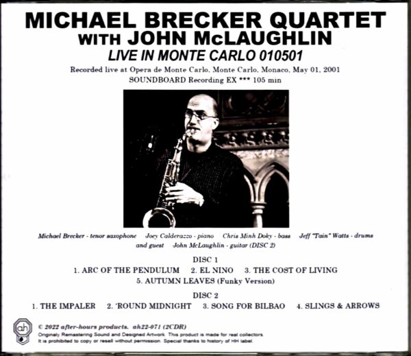 Michael Brecker Quartet John McLaughlin Michael Brecker John McLaughlin/Monaco 2001 - Image 2