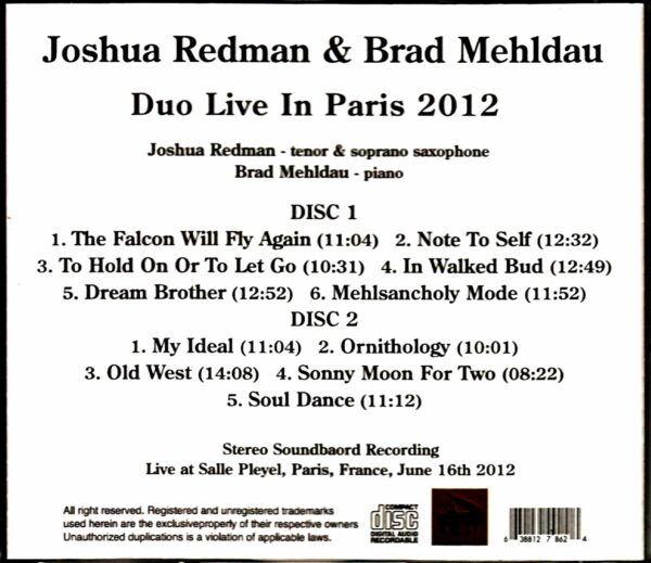 Joshua Redman Brad Mehldau Joshua Redman Brad Mehldau/France 2012 Complete - Image 2