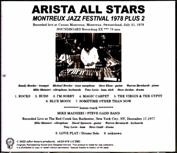 Arista All Stars Steve Gadd Band Randy Brecker,Michael Brecker,Mike Mainieri/Switzerland 1978 & more - Image 2