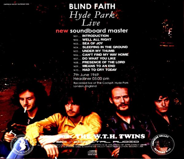 Blind Faith Eric Clapton Blind Faith/Legendary Debut Stage London, UK 1969 New and Different Soundboard - Image 2