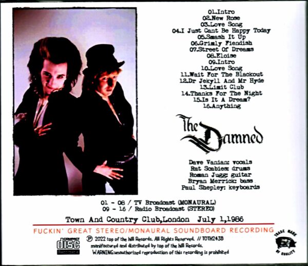Damned/London,UK 1986 2Source - Image 2