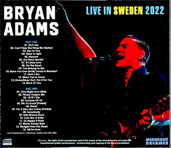 Bryan Adams/Sweden 2022 Complete - Image 2