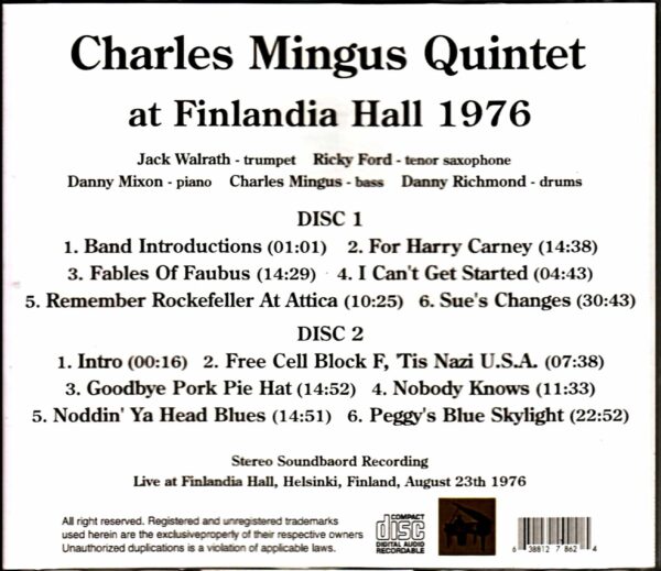 Charles Mingus Quintet Charles Mingus/Finland 1976 - Image 2
