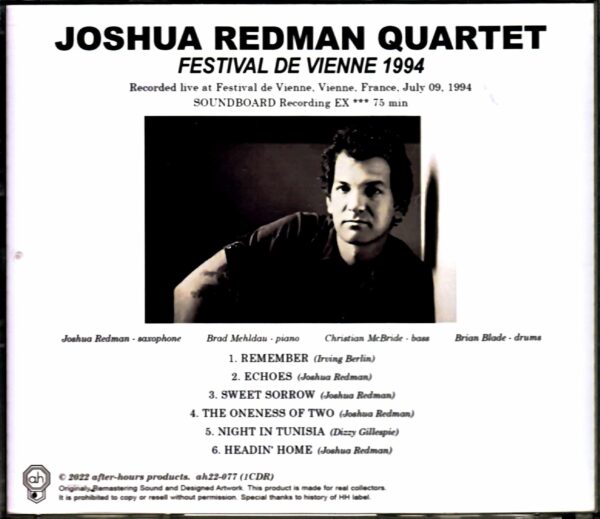 Joshua Redman Quartet Brad Mehldau, Christian McBride, Brian Blade Joshua Redman/France 1994 Complete - Image 2