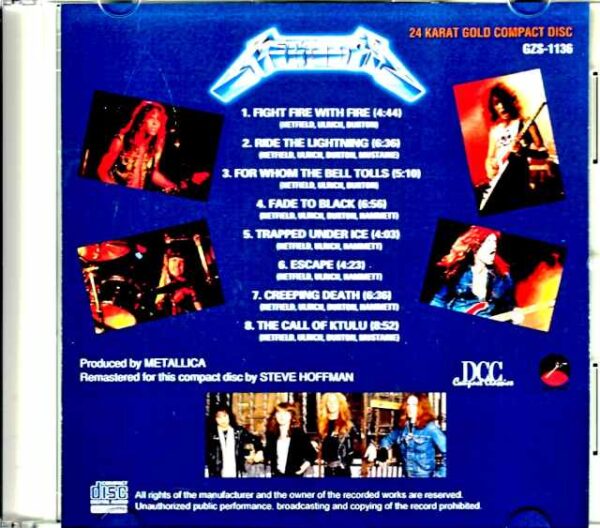 Metallica Ride the Lightning Original DCC Compact Classics CD - Image 2