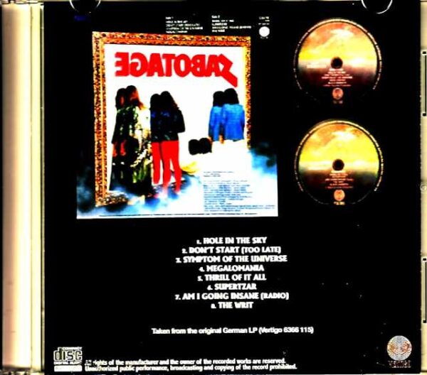 Black Sabbath Sabotage Original US LP Edition - Image 2
