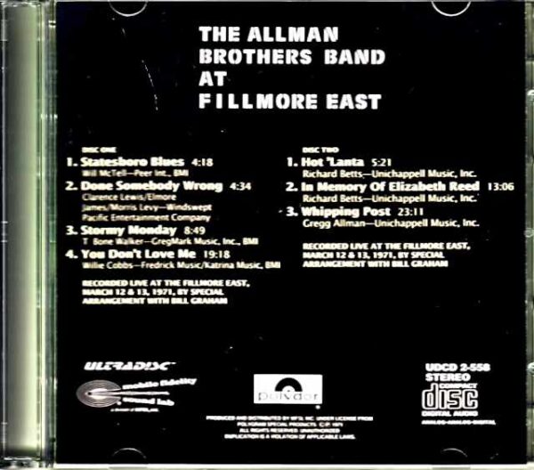 Allman Brothers Band Allman Brothers Band/at Fillmore East Mobile Fidelity CD - Image 2