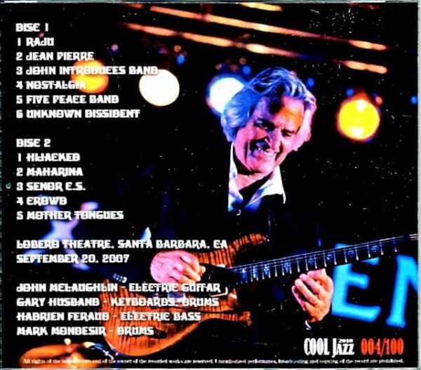 John McLaughlin & the 4th Dimension John McLaughlin/CA,USA 2007 Complete - Image 2