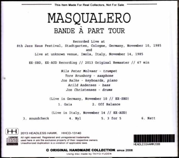 Masqualero Arild Andersed Masqualero Arild Andersen/Germany 1985 & more - Image 2