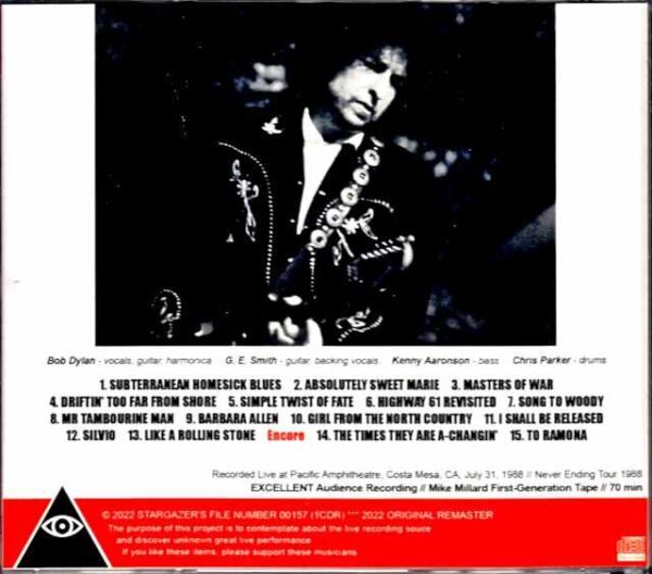 Bob Dylan/CA,USA 1988 Mike Millard Master Tape - Image 2