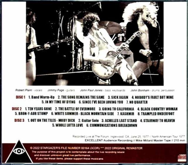 Led Zeppelin/CA,USA 6.25.1977 Legendary Mike Millard Master Tape - Image 2