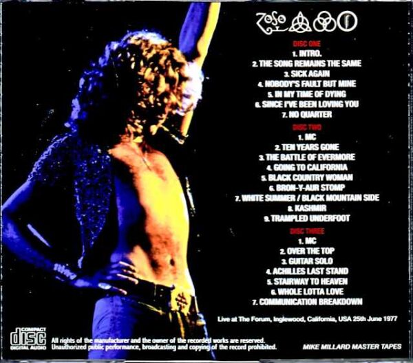 Led Zeppelin/CA,USA 6.25.1977 Mike Millard Master Tapes Upgrade - Image 2