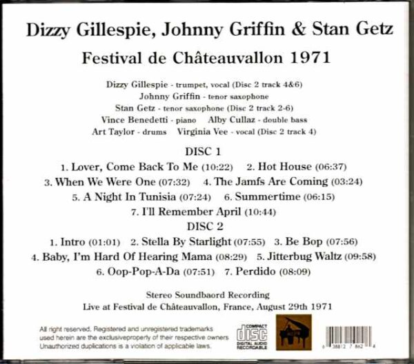 Dizzy Gillespie Johnny Griffin, Stan Getz Dizzy Gillespie Johnny Griffin Stan Getz/France 1971 Complete - Image 2