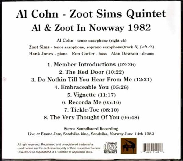 Al Cohn Zoot Sims Quintet Hank Jones,Ron Carter Al Cohn Zoot Sims/Norway 1982 - Image 2