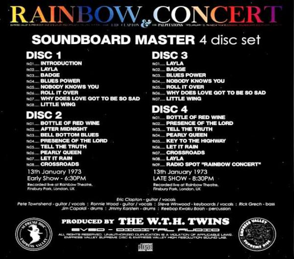Eric Clapton Eric Clapton/Rainbow Concert 1973 London, UK 1973 Soundboard Edition - Image 2