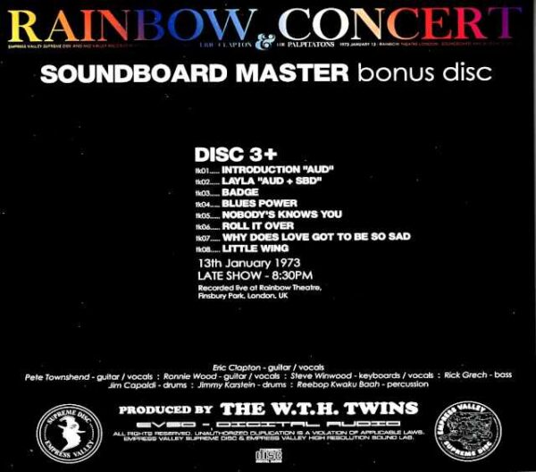 Eric Clapton Eric Clapton/Rainbow Concert 1973 London, UK 1973 Late Show Matrix Edition - Image 2