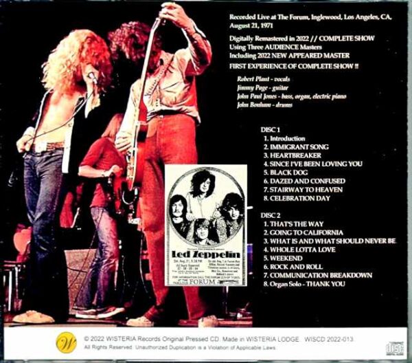 Led Zeppelin/CA,USA 8.21.1971 Complete Digitally Remastered - Image 2