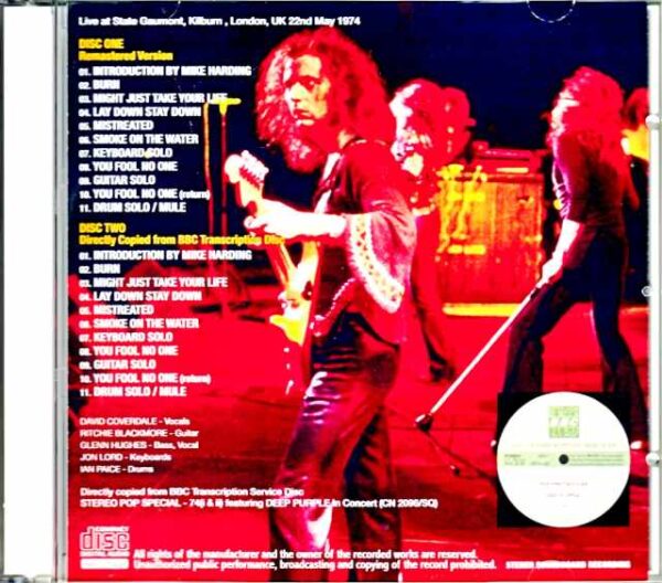 Deep Purple/London,UK 1974 2Versions Directly Copied from BBC Transcription - Image 2