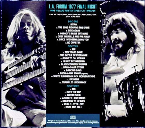 Led Zeppelin/CA,USA 6.27.1977 Complete Mike Millard Master Tapes Flat Transfer - Image 2