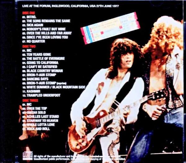 Led Zeppelin / CA, USA 6.27.1977 Complete Mike Millard Master Tapes Remaste - Image 2